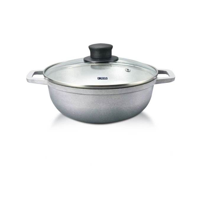 Caldero Simplicity Aluminio Natural Fundido con Tapa de Vidrio 26 Cm.